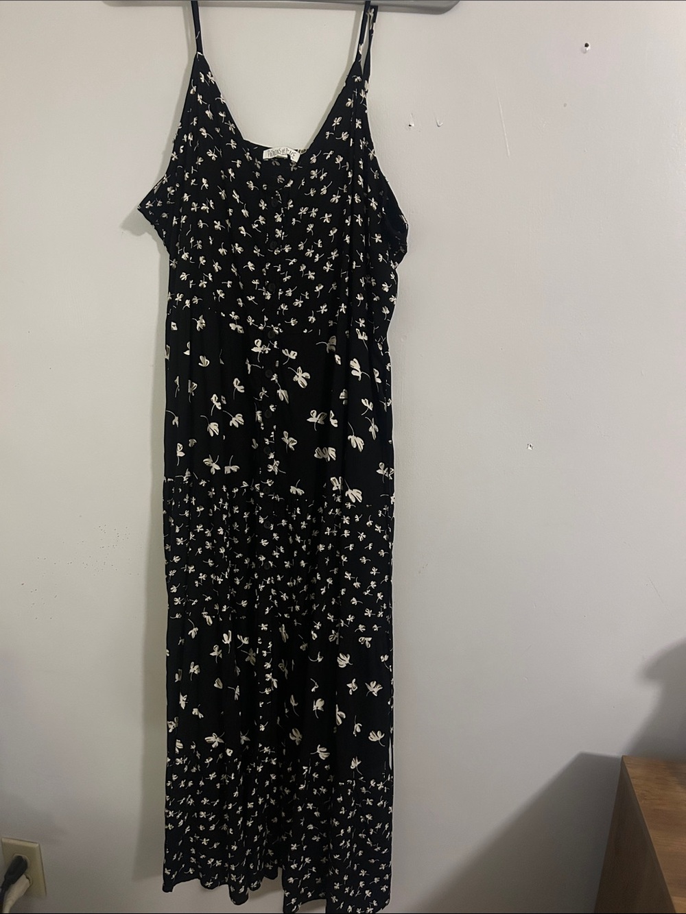 Patrons of Peace Black Maxi Dress with White Floral Print